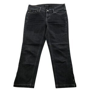 White House Black Market Womens Noir Jeans Size 2 Straight Leg Ankle Zip Denim